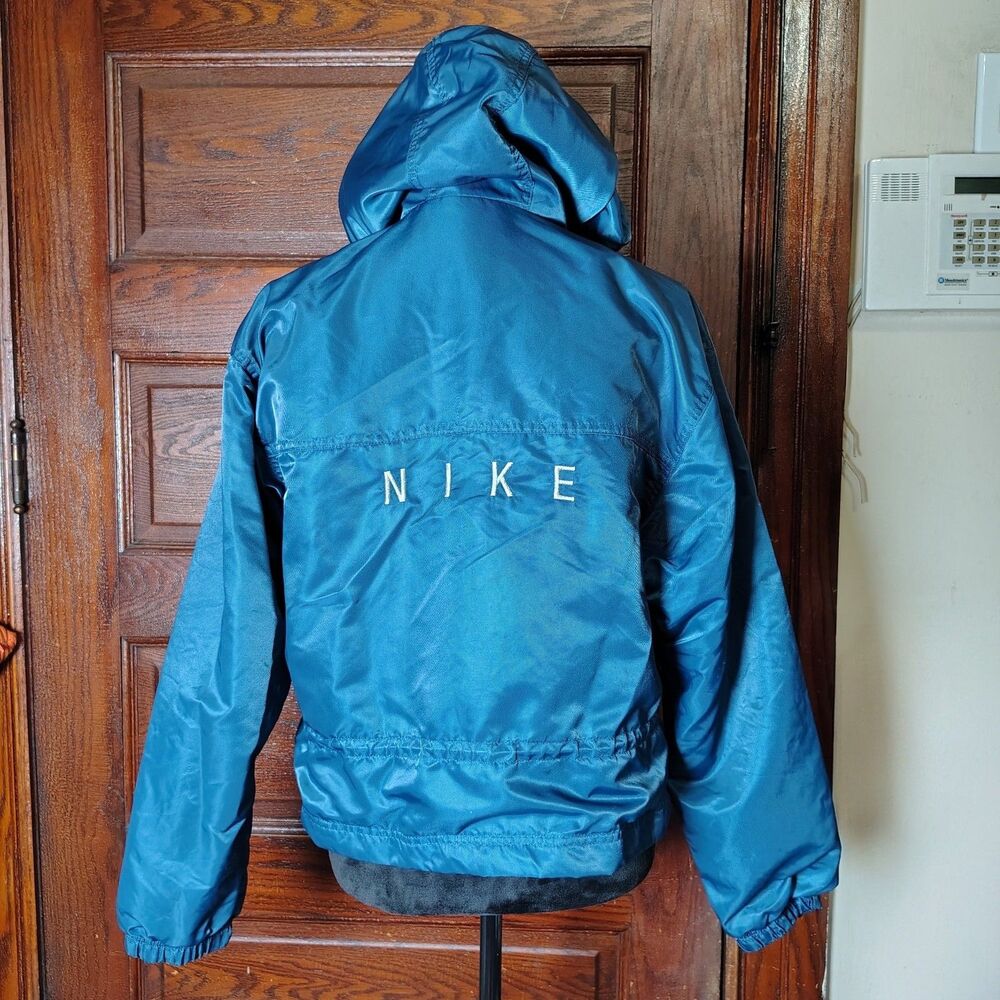 Nike VTG White Tag Streetwear Wmns Cropped Navy Full Zip Hooded Coat Size Small